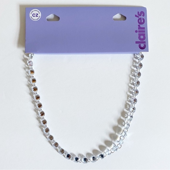 NWT Claire’s Silver-tone Cubic Zirconia Bubble Chain Necklace - Picture 1 of 5